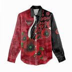 Essendon Bombers ANZAC Personalised Women Casual Shirt Lest We Forget Poppy Camo