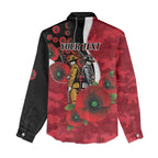 Essendon Bombers ANZAC Personalised Women Casual Shirt Lest We Forget Poppy Camo
