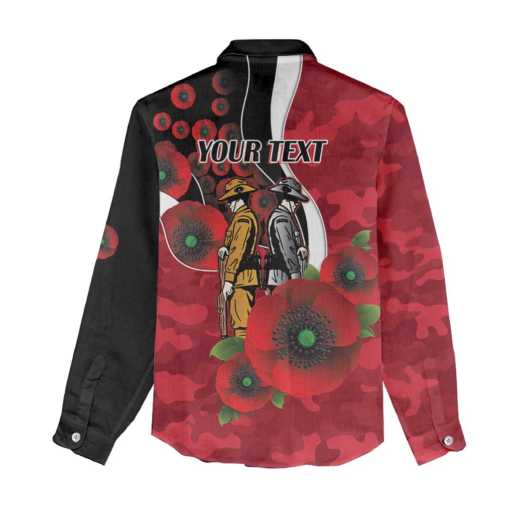 Essendon Bombers ANZAC Personalised Women Casual Shirt Lest We Forget Poppy Camo