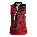 Essendon Bombers ANZAC Personalised Women Sleeveless Polo Shirt Lest We Forget Poppy Camo