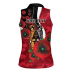 Essendon Bombers ANZAC Personalised Women Sleeveless Polo Shirt Lest We Forget Poppy Camo