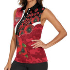 Essendon Bombers ANZAC Personalised Women Sleeveless Polo Shirt Lest We Forget Poppy Camo