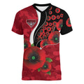 Essendon Bombers ANZAC Personalised Women V-Neck T-Shirt Lest We Forget Poppy Camo