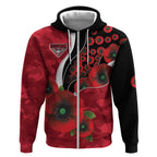 Essendon Bombers ANZAC Personalised Zip Hoodie Lest We Forget Poppy Camo