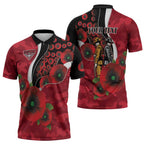 Essendon Bombers ANZAC Personalised Zipper Polo Shirt Lest We Forget Poppy Camo