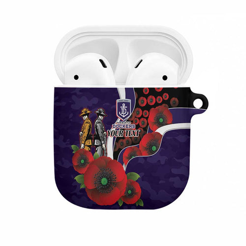Fremantle Dockers ANZAC Personalised AirPods Case Lest We Forget Poppy Camo