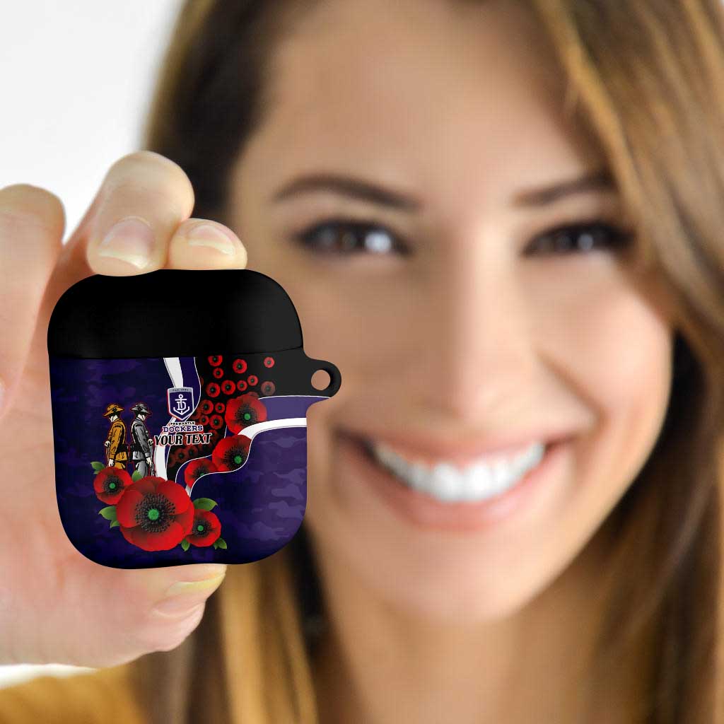 Fremantle Dockers ANZAC Personalised AirPods Case Lest We Forget Poppy Camo