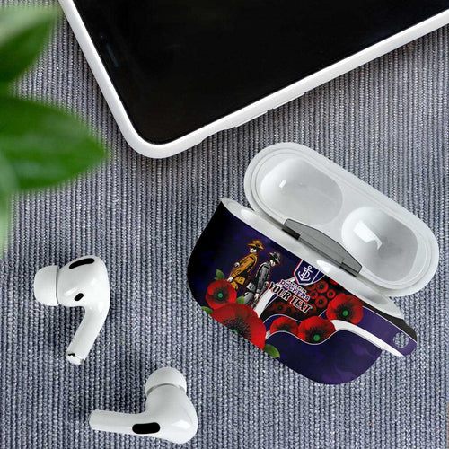 Fremantle Dockers ANZAC Personalised AirPods Case Lest We Forget Poppy Camo