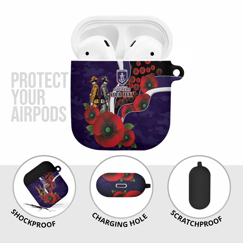 Fremantle Dockers ANZAC Personalised AirPods Case Lest We Forget Poppy Camo