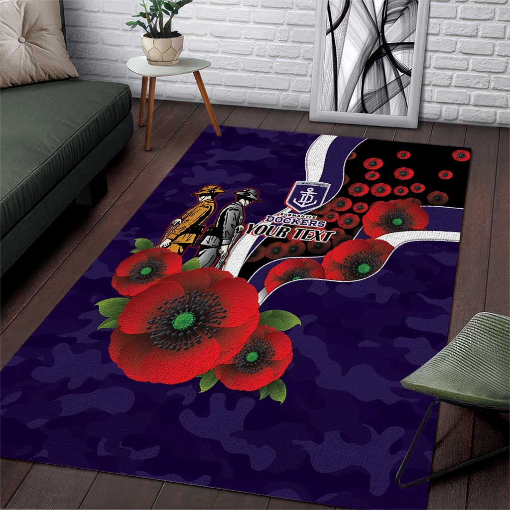 Fremantle Dockers ANZAC Personalised Area Rug Lest We Forget Poppy Camo