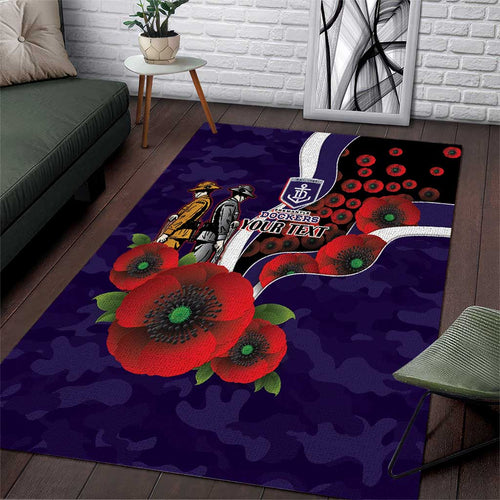 Fremantle Dockers ANZAC Personalised Area Rug Lest We Forget Poppy Camo
