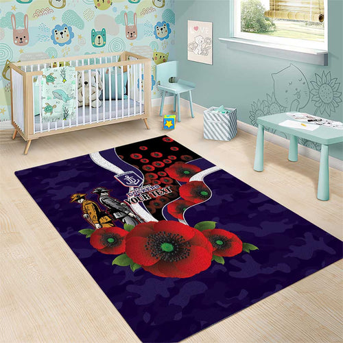 Fremantle Dockers ANZAC Personalised Area Rug Lest We Forget Poppy Camo