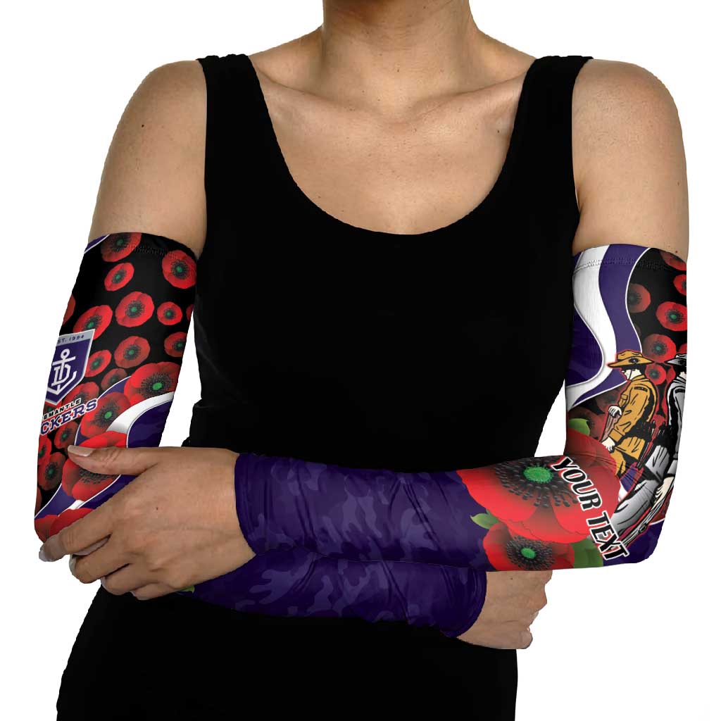Fremantle Dockers ANZAC Personalised Arm Sleeves Lest We Forget Poppy Camo