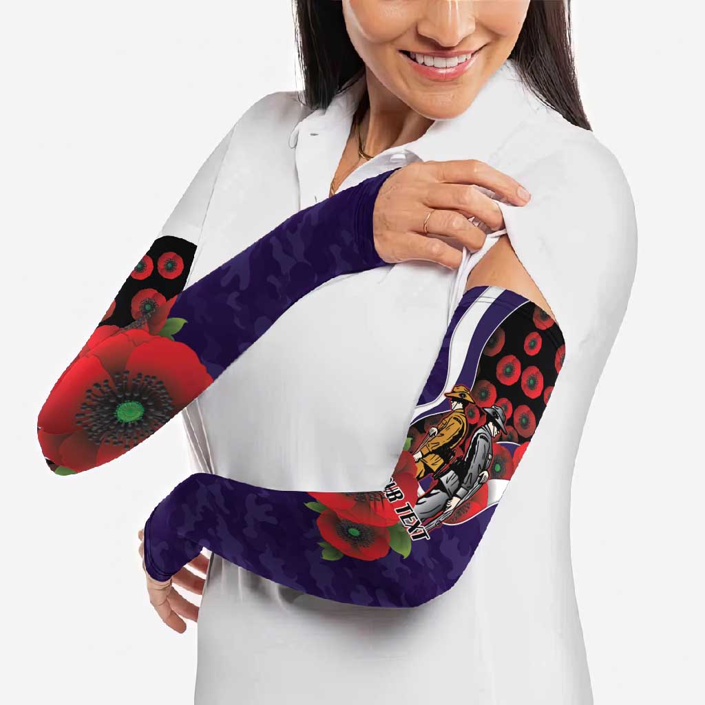 Fremantle Dockers ANZAC Personalised Arm Sleeves Lest We Forget Poppy Camo