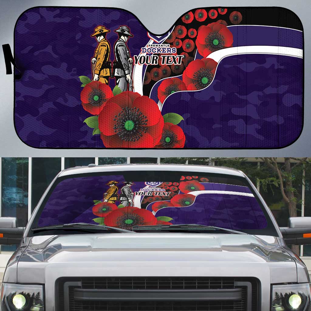 Fremantle Dockers ANZAC Personalised Auto Sun Shade Lest We Forget Poppy Camo