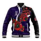 Fremantle Dockers ANZAC Personalised Baseball Jacket Lest We Forget Poppy Camo