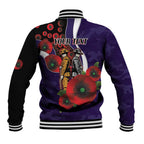 Fremantle Dockers ANZAC Personalised Baseball Jacket Lest We Forget Poppy Camo