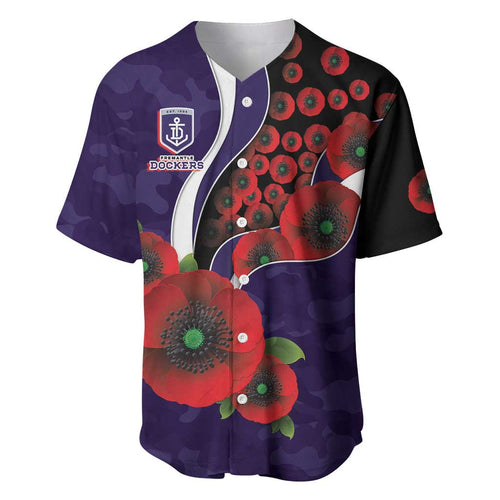 Fremantle Dockers ANZAC Personalised Baseball Jersey Lest We Forget Poppy Camo