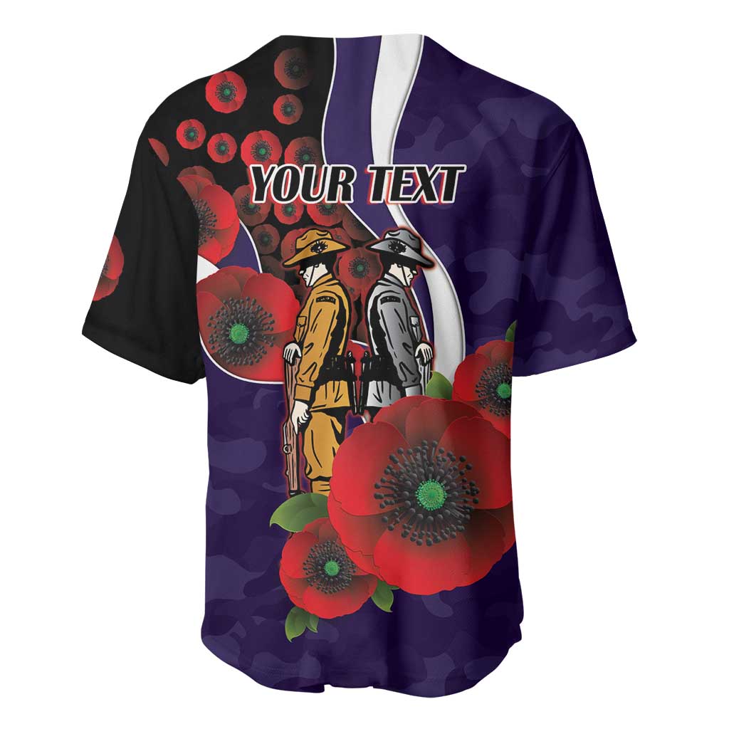 Fremantle Dockers ANZAC Personalised Baseball Jersey Lest We Forget Poppy Camo