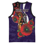 Fremantle Dockers ANZAC Personalised Basketball Jersey Lest We Forget Poppy Camo