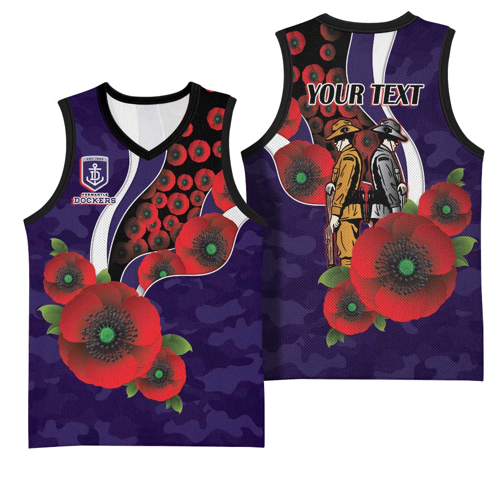 Fremantle Dockers ANZAC Personalised Basketball Jersey Lest We Forget Poppy Camo