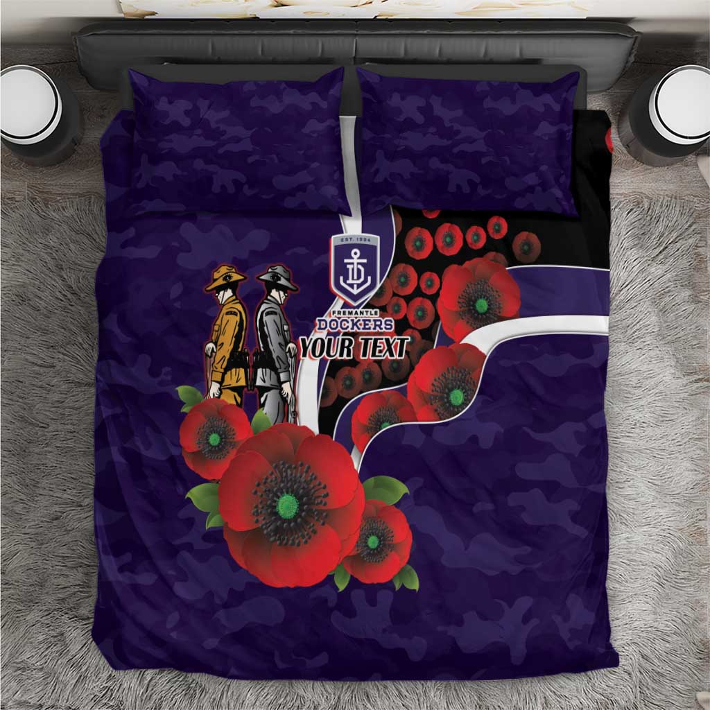 Fremantle Dockers ANZAC Personalised Bedding Set Lest We Forget Poppy Camo
