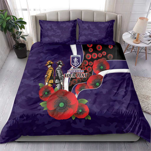 Fremantle Dockers ANZAC Personalised Bedding Set Lest We Forget Poppy Camo