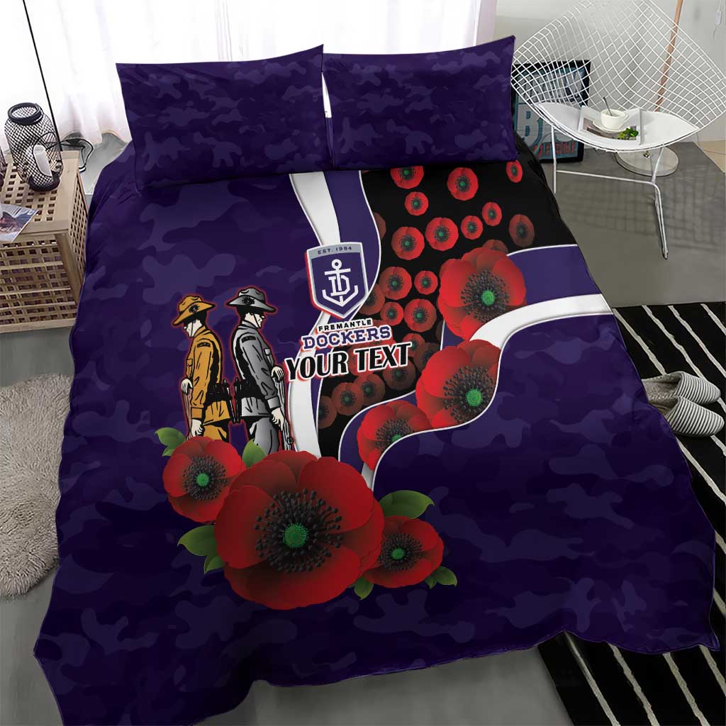 Fremantle Dockers ANZAC Personalised Bedding Set Lest We Forget Poppy Camo