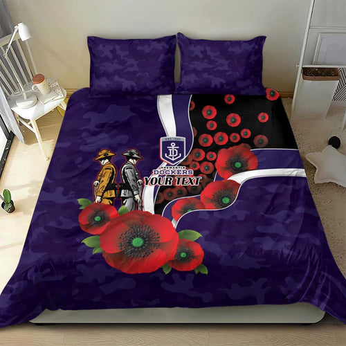 Fremantle Dockers ANZAC Personalised Bedding Set Lest We Forget Poppy Camo