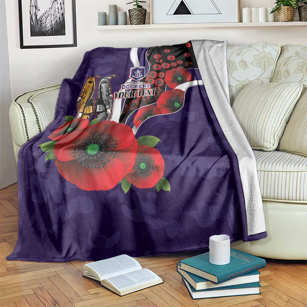 Fremantle Dockers ANZAC Personalised Blanket Lest We Forget Poppy Camo