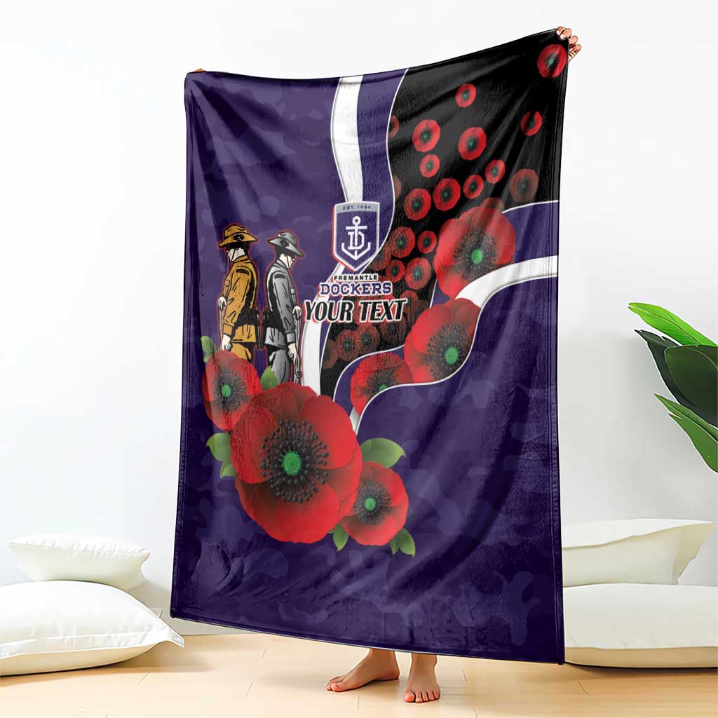 Fremantle Dockers ANZAC Personalised Blanket Lest We Forget Poppy Camo