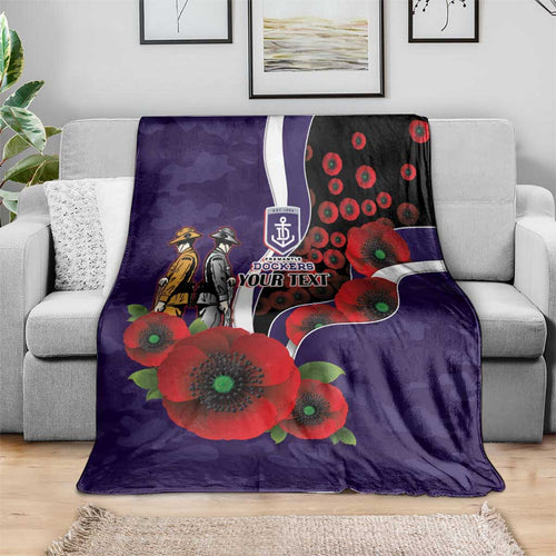 Fremantle Dockers ANZAC Personalised Blanket Lest We Forget Poppy Camo