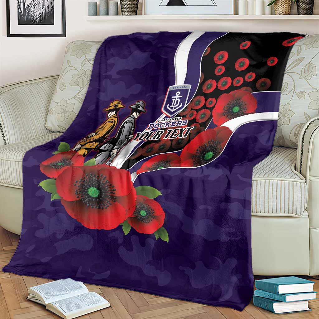 Fremantle Dockers ANZAC Personalised Blanket Lest We Forget Poppy Camo