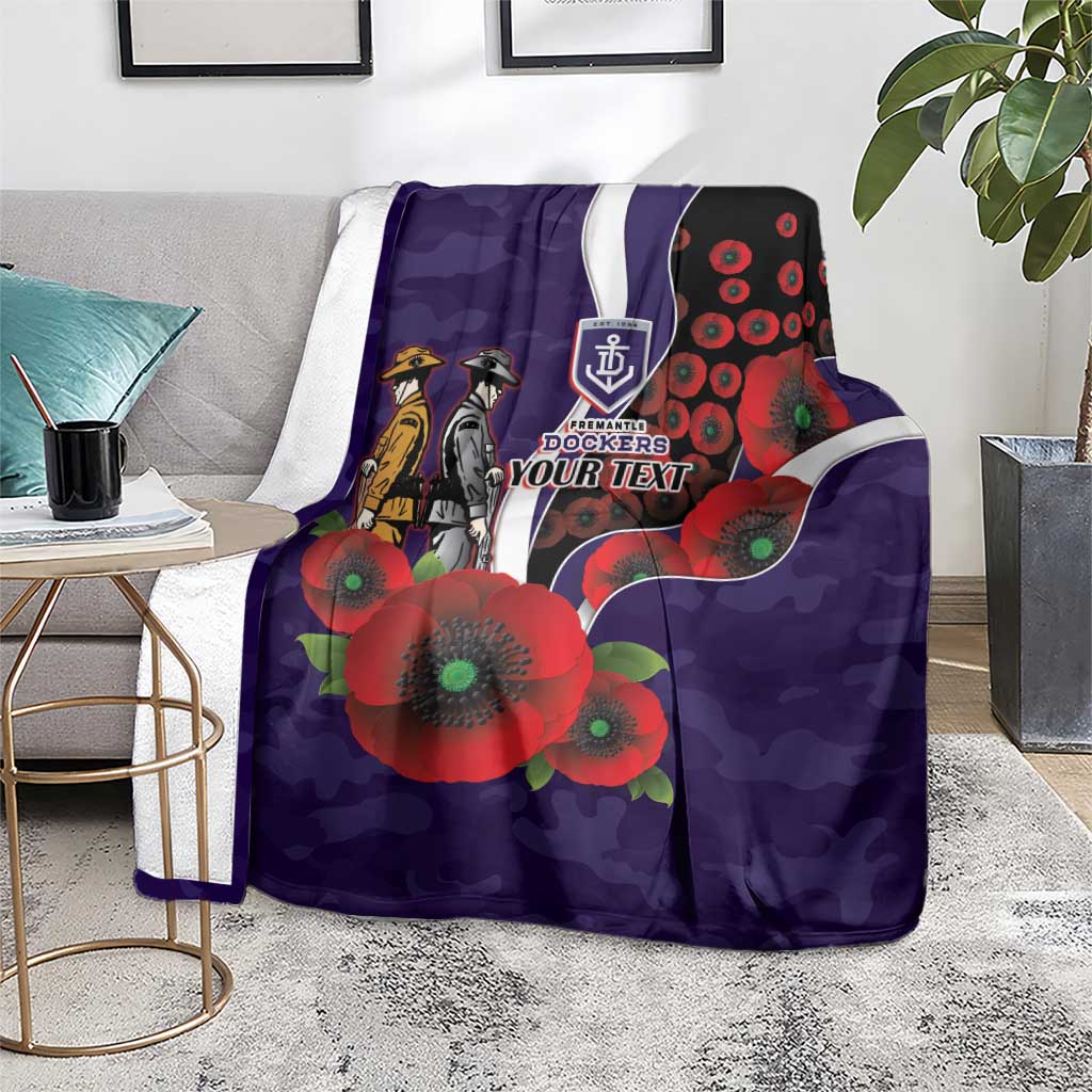 Fremantle Dockers ANZAC Personalised Blanket Lest We Forget Poppy Camo