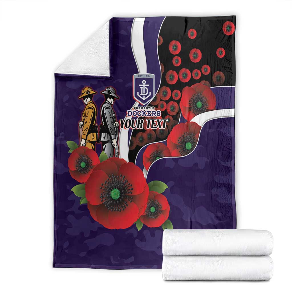 Fremantle Dockers ANZAC Personalised Blanket Lest We Forget Poppy Camo