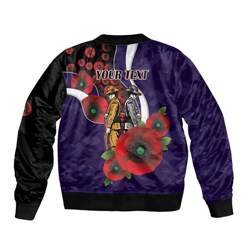 Fremantle Dockers ANZAC Personalised Bomber Jacket Lest We Forget Poppy Camo