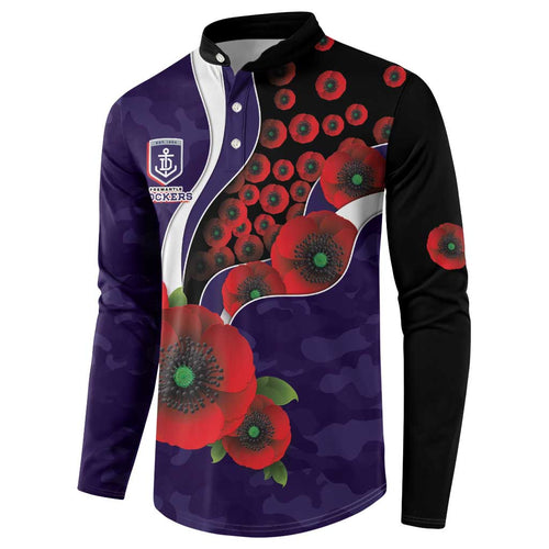 Fremantle Dockers ANZAC Personalised Button Sweatshirt Lest We Forget Poppy Camo