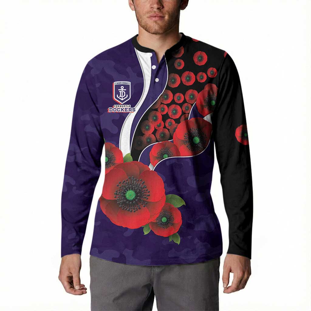Fremantle Dockers ANZAC Personalised Button Sweatshirt Lest We Forget Poppy Camo