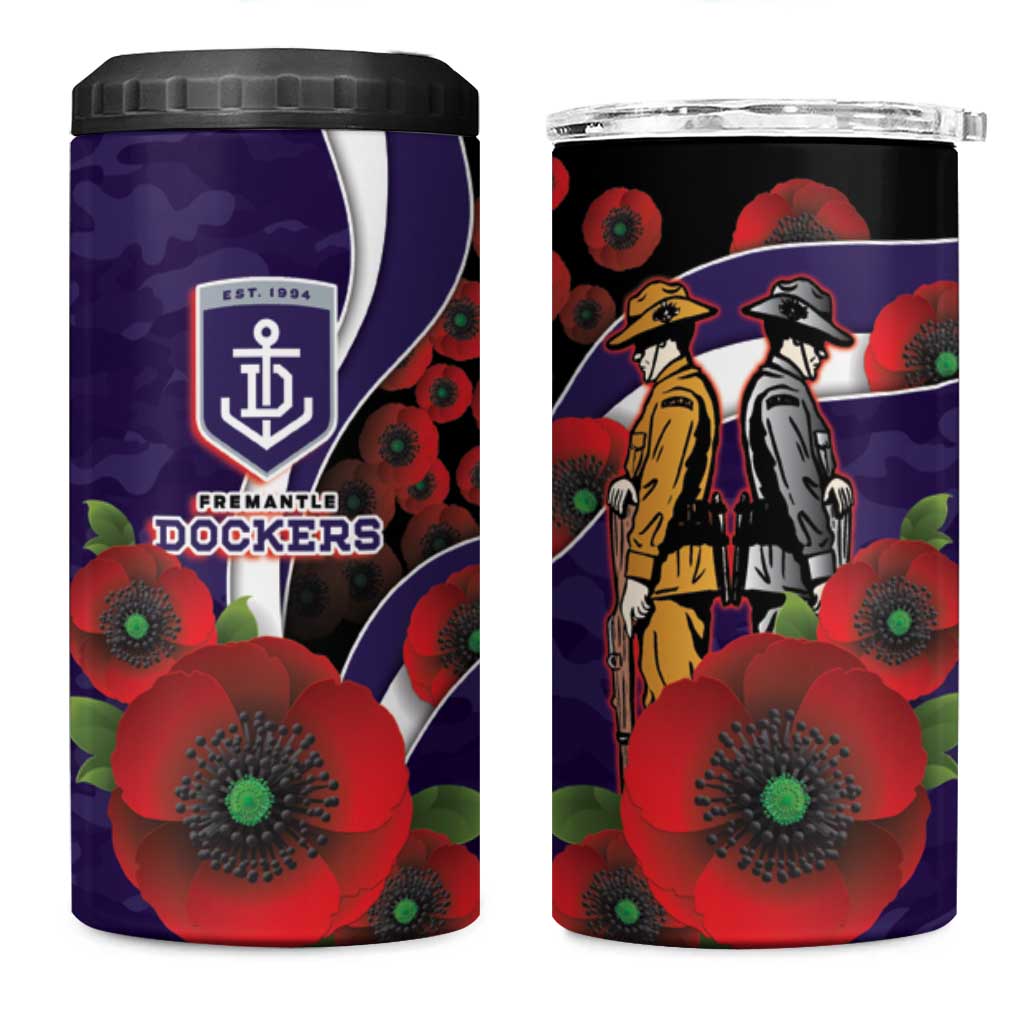 Fremantle Dockers ANZAC Personalised 4 in 1 Can Cooler Tumbler Lest We Forget Poppy Camo