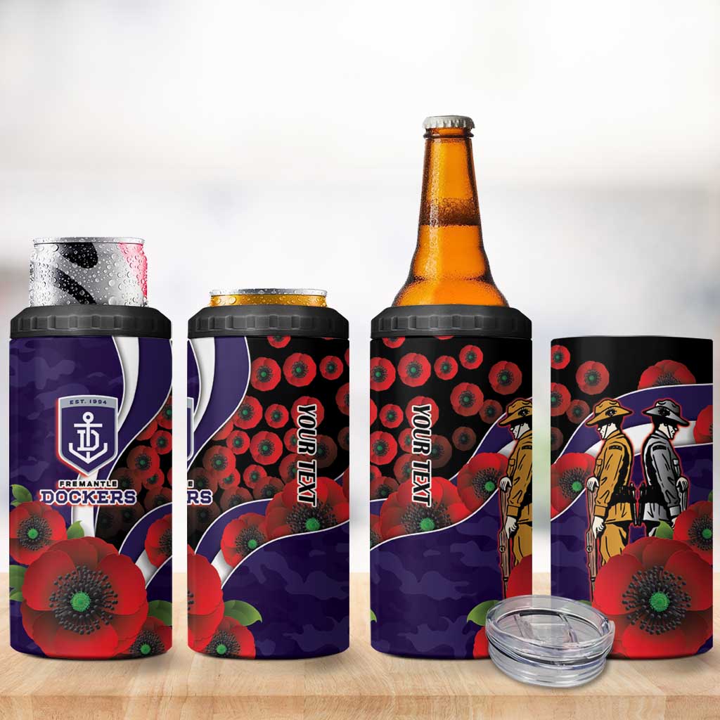 Fremantle Dockers ANZAC Personalised 4 in 1 Can Cooler Tumbler Lest We Forget Poppy Camo