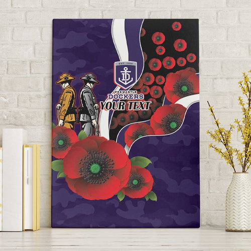 Fremantle Dockers ANZAC Personalised Canvas Wall Art Lest We Forget Poppy Camo