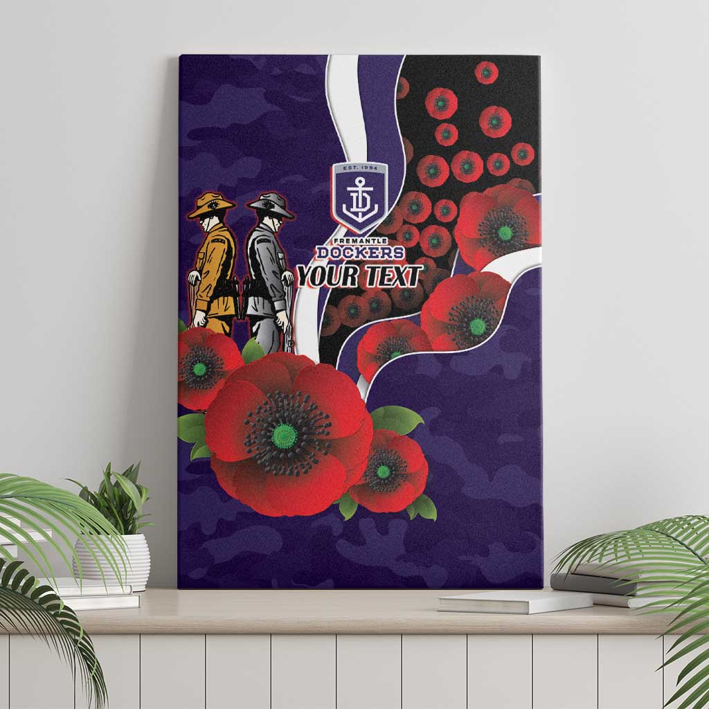 Fremantle Dockers ANZAC Personalised Canvas Wall Art Lest We Forget Poppy Camo