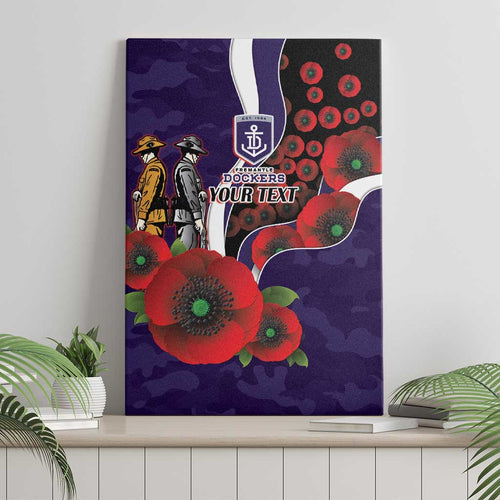 Fremantle Dockers ANZAC Personalised Canvas Wall Art Lest We Forget Poppy Camo
