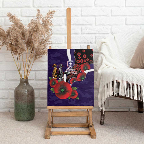 Fremantle Dockers ANZAC Personalised Canvas Wall Art Lest We Forget Poppy Camo