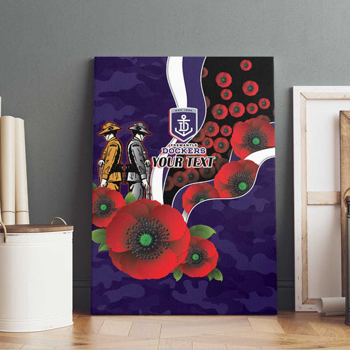 Fremantle Dockers ANZAC Personalised Canvas Wall Art Lest We Forget Poppy Camo