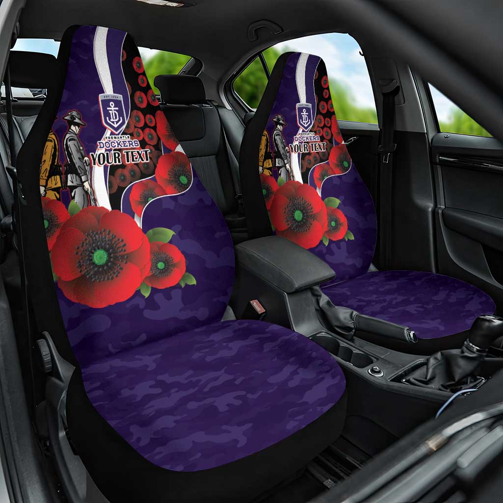 Fremantle Dockers ANZAC Personalised Car Seat Cover Lest We Forget Poppy Camo