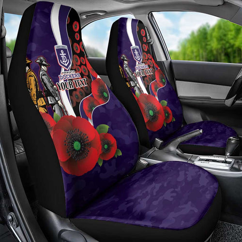 Fremantle Dockers ANZAC Personalised Car Seat Cover Lest We Forget Poppy Camo