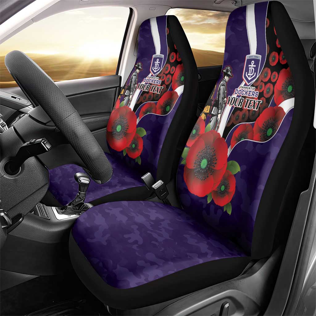 Fremantle Dockers ANZAC Personalised Car Seat Cover Lest We Forget Poppy Camo