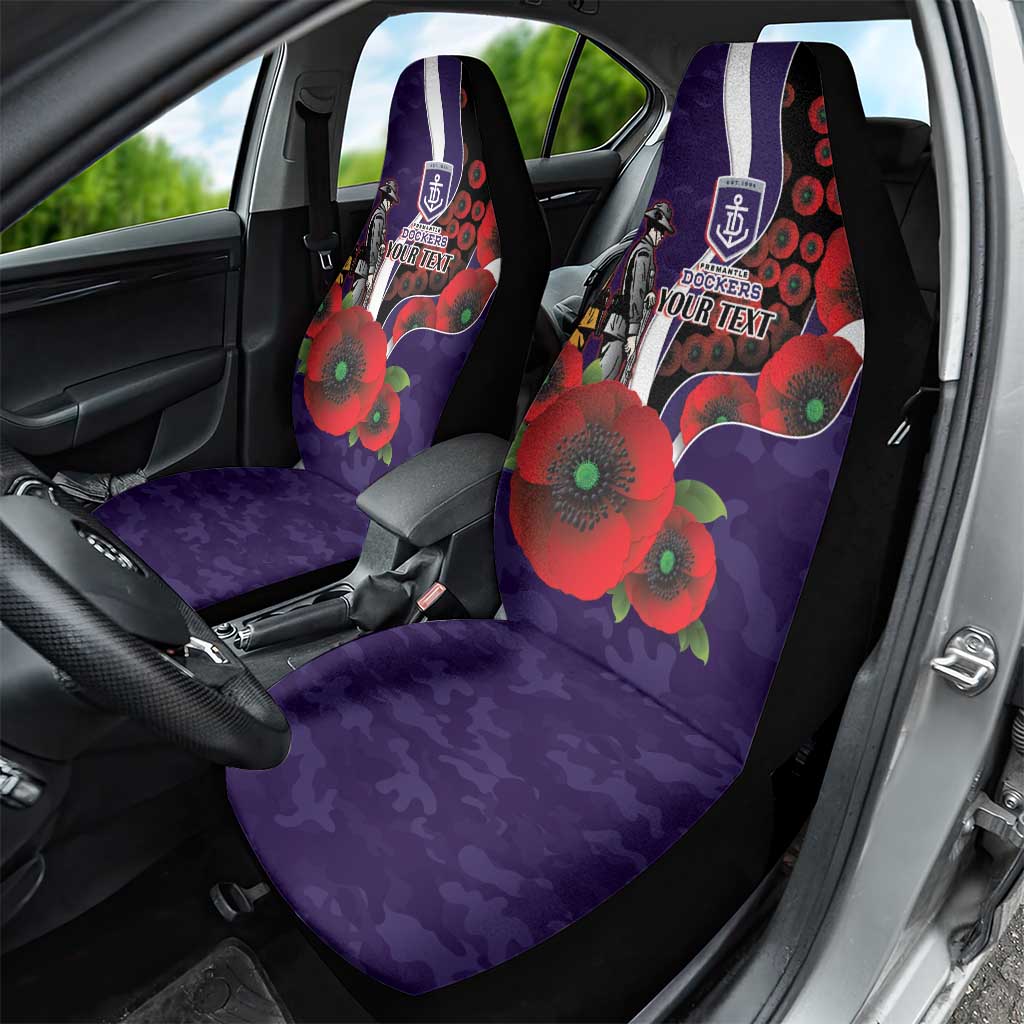 Fremantle Dockers ANZAC Personalised Car Seat Cover Lest We Forget Poppy Camo