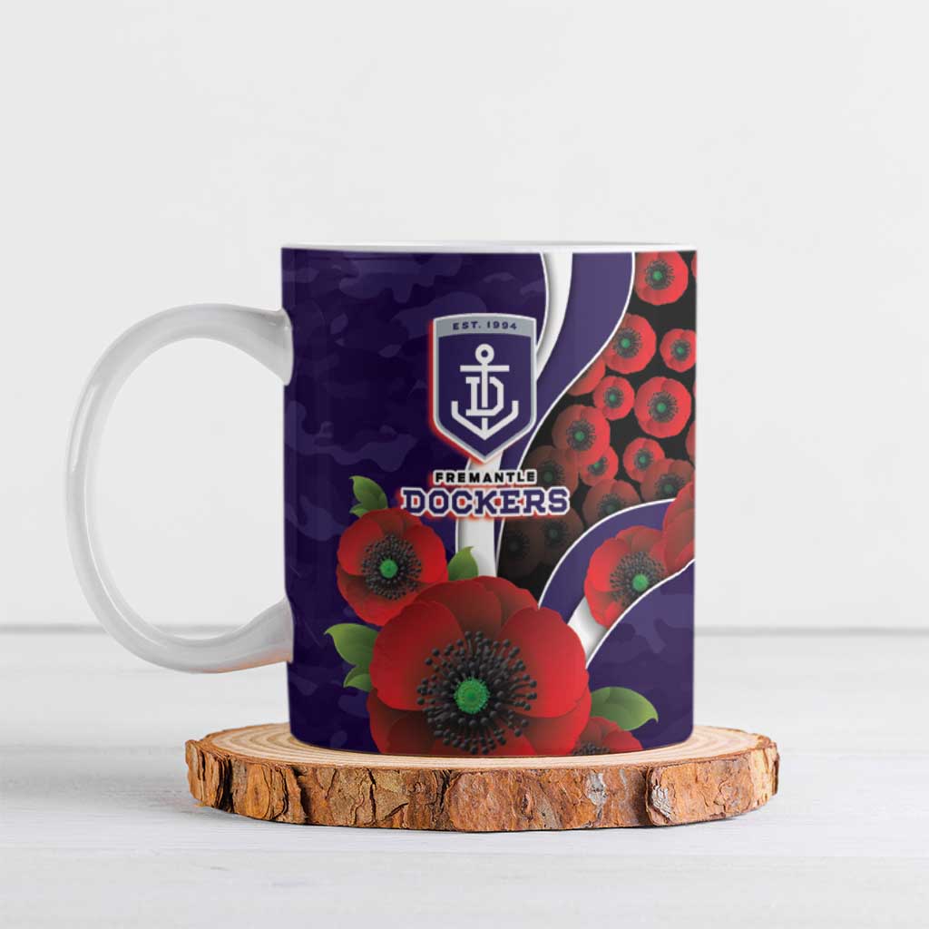 Fremantle Dockers ANZAC Personalised Ceramic Mug Lest We Forget Poppy Camo